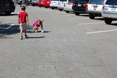 My grandchildren drew an official finish line for us